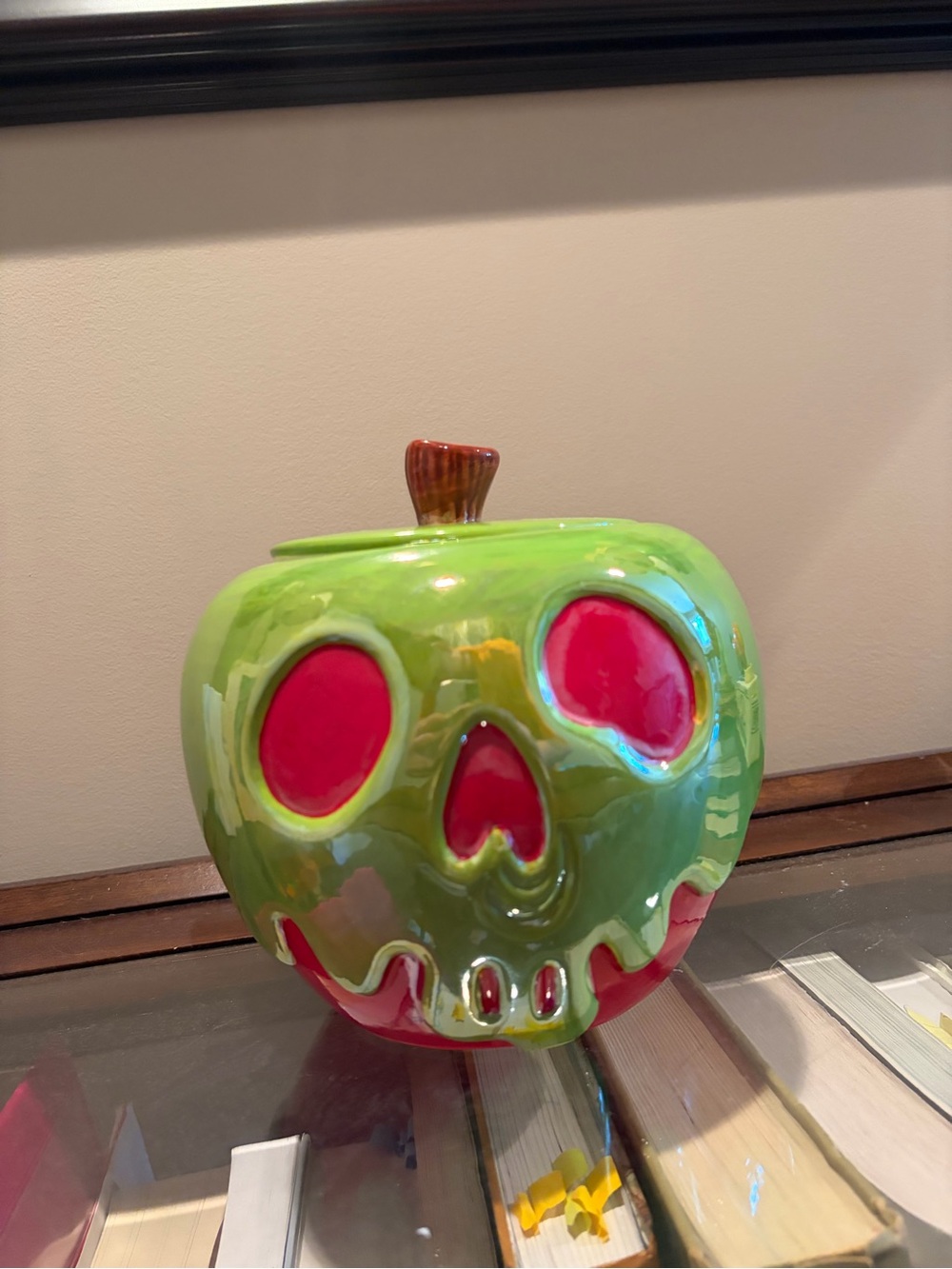 Disney Green and Red Ceramic Poison Apple Skull Jar